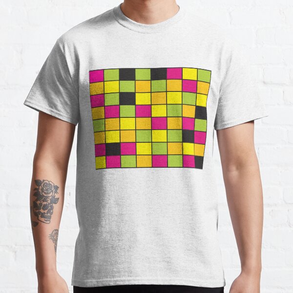 Bright Neon Colored Squares Pattern Classic T-Shirt