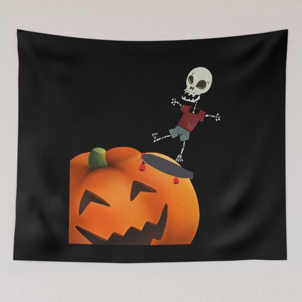 Item preview, Skateboarding Skeletons Skeleton Skater Halloween Skate Sliding on Pumpkin Head Gift Idea designed and sold by DKA-2ndBoy.