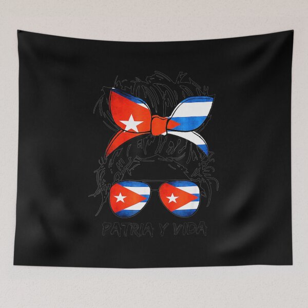 Item preview, Patria-Y-Vida Sos Cuba Flag Messy Hair Women Bun Glassses  designed and sold by kellygritzman.
