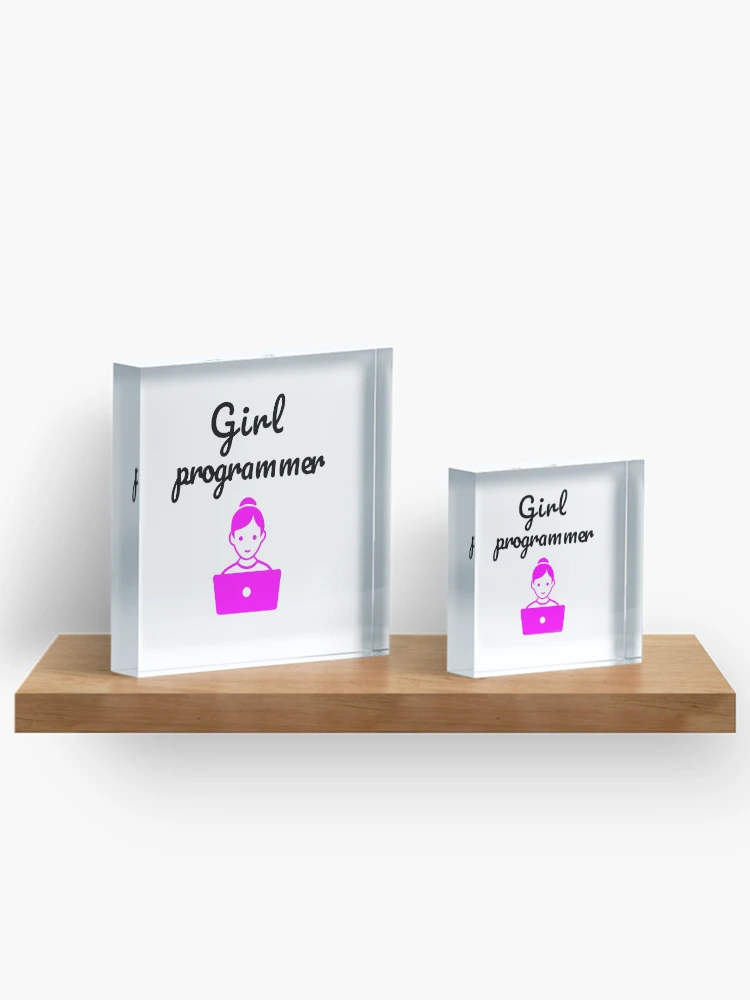 Thumbnail 3 of 5, Acrylic Block, Girl Programmer, Devgirl, Source Code, Software Engineer, Computer Science, Web, WWW, Programming Humor, HTML designed and sold by Max-Wear.