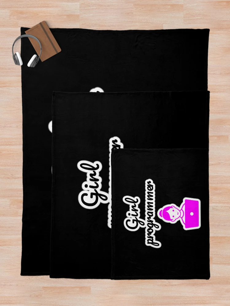 Thumbnail 5 of 6, Throw Blanket, Girl Programmer, Devgirl, Source Code, Software Engineer, Computer Science, Web, WWW, Programming Humor, HTML, Dark designed and sold by Max-Wear.