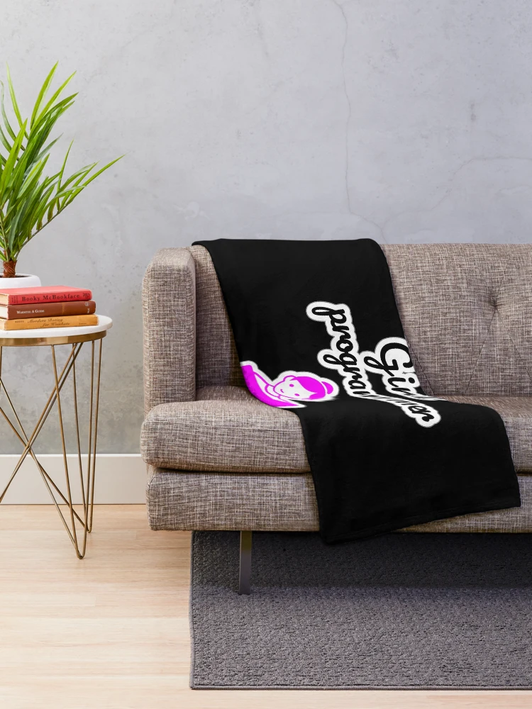 Thumbnail 2 of 6, Throw Blanket, Girl Programmer, Devgirl, Source Code, Software Engineer, Computer Science, Web, WWW, Programming Humor, HTML, Dark designed and sold by Max-Wear.