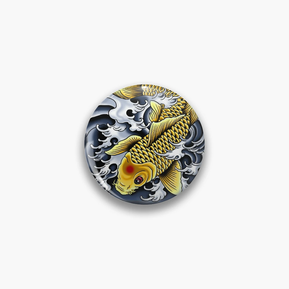 Round Pinback Button Pin Brooch Traditional Japanese Koi Fish Tattoo S –  Shinobi Stickers