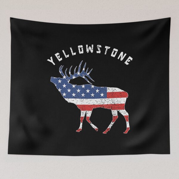 Item preview, Yellowstone National Park American Flag Deer designed and sold by angelata.