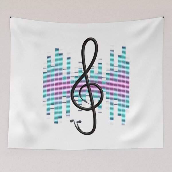 Item preview, Music Lover: Treble Clef Symbol with headphone jack & earpieces designed and sold by Happy Puppy Print On Demand.