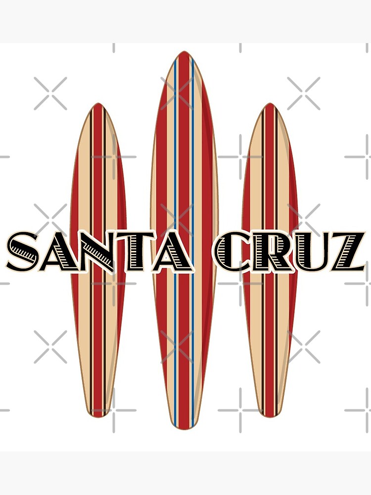 Santa Cruz California Logo with Three Surf Boards