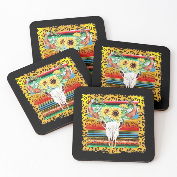 Item preview, Leopard Sunflower Cow Bull Skull Boho Cogirl Rodeo Girl designed and sold by idabry.