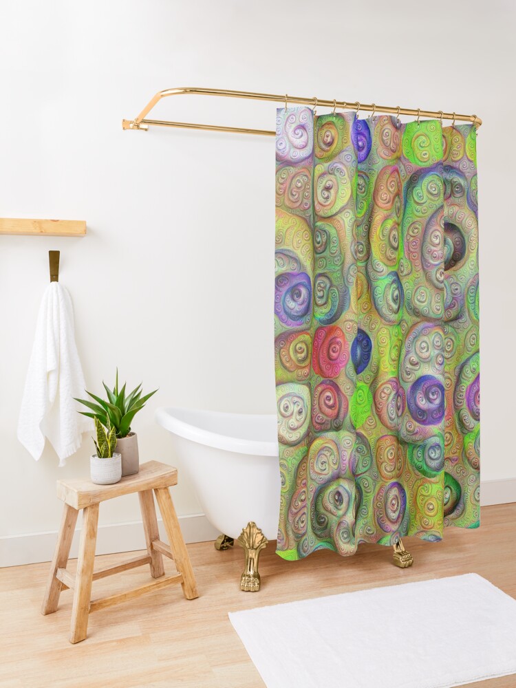Alternate view of Space snowballs #DeepDreamed Shower Curtain