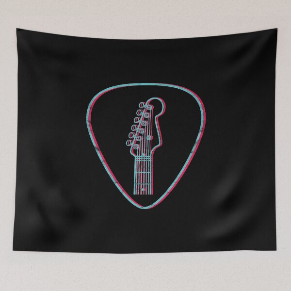 Item preview, 3D S-Style Guitar Headstock Outlines Guitar Pick Dark Theme designed and sold by nightsworthy.