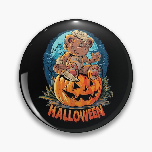 Item preview, Halloween draw arte cute bear holding knife sit into pumpkin designed and sold by Ckh1985.