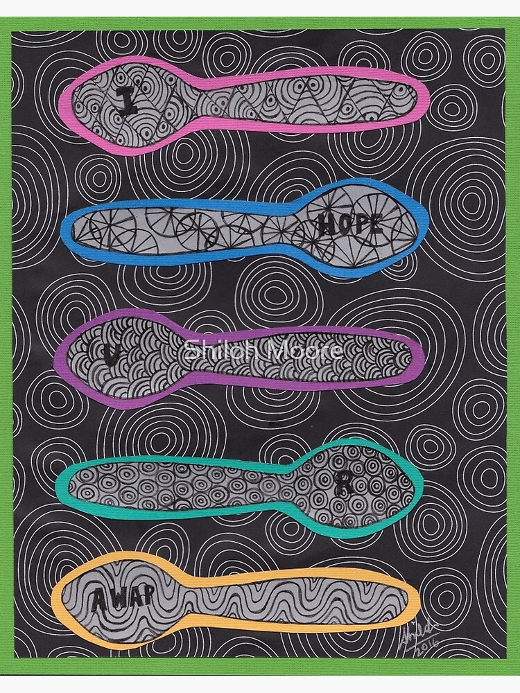 Thumbnail 2 of 2, Art Board Print, Sending Spoons - I Hope You Are AWAP designed and sold by Shilissimo.