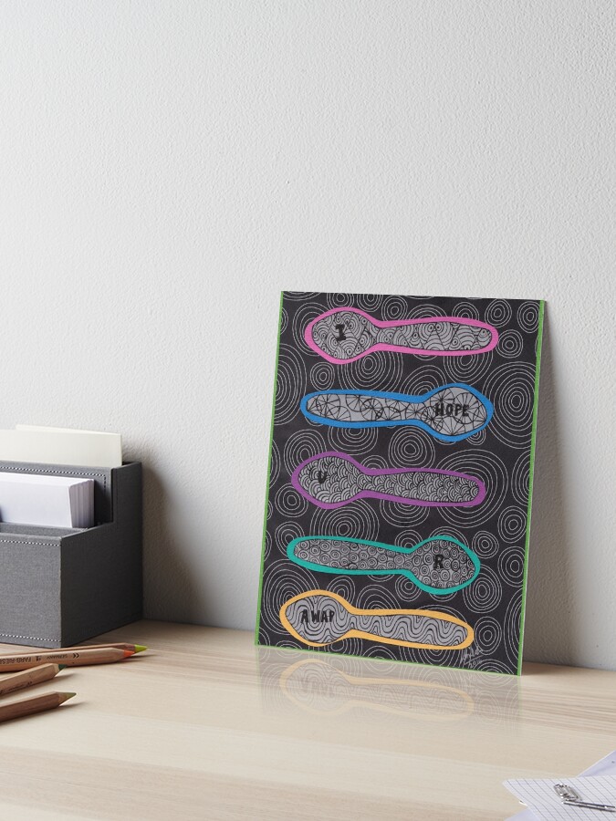 Thumbnail 1 of 2, Art Board Print, Sending Spoons - I Hope You Are AWAP designed and sold by Shilissimo.