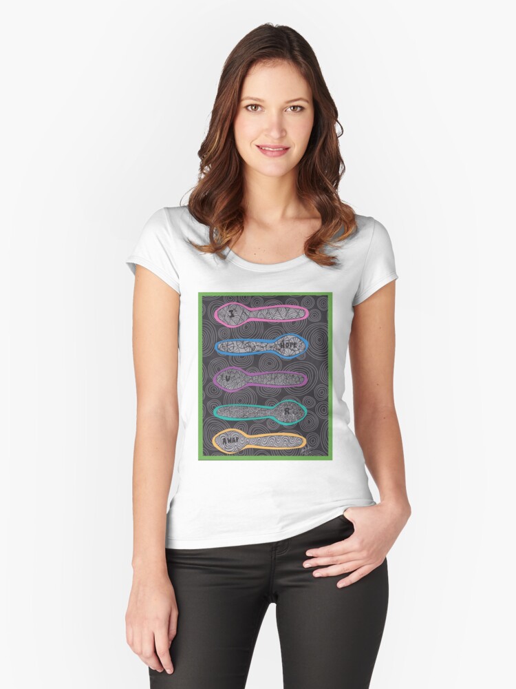 Thumbnail 1 of 3, Fitted Scoop T-Shirt, Sending Spoons - I Hope You Are AWAP designed and sold by Shilissimo.