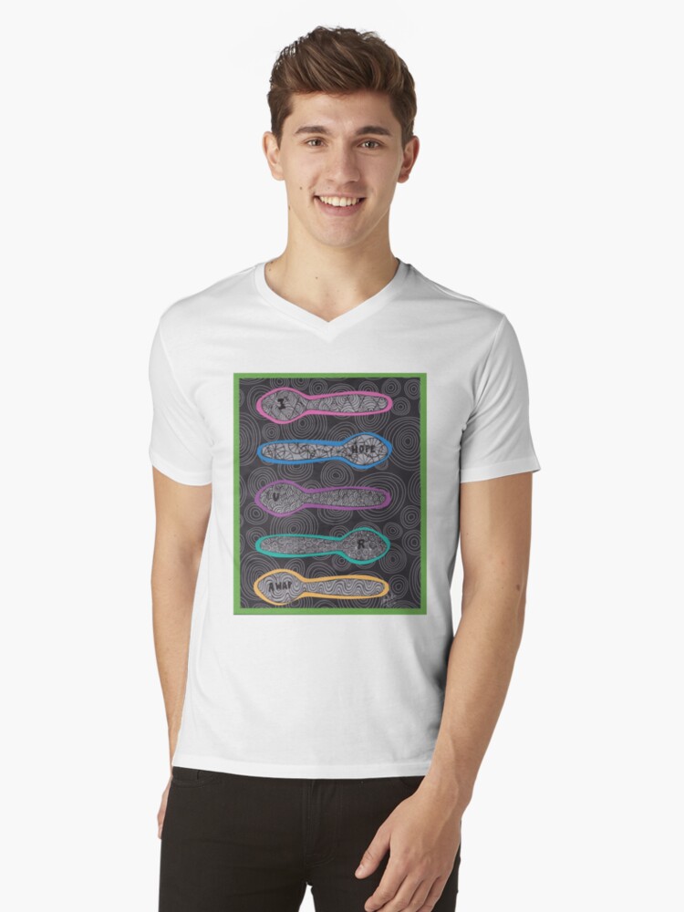Thumbnail 1 of 3, V-Neck T-Shirt, Sending Spoons - I Hope You Are AWAP designed and sold by Shilissimo.