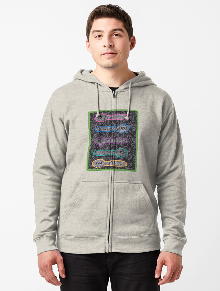 Thumbnail 1 of 5, Zipped Hoodie, Sending Spoons - I Hope You Are AWAP designed and sold by Shilissimo.