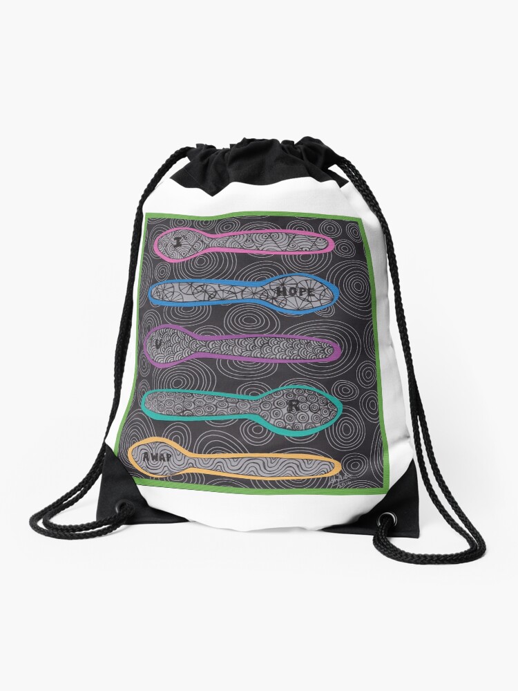 Thumbnail 1 of 3, Drawstring Bag, Sending Spoons - I Hope You Are AWAP designed and sold by Shilissimo.