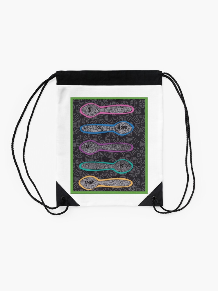 Thumbnail 2 of 3, Drawstring Bag, Sending Spoons - I Hope You Are AWAP designed and sold by Shilissimo.
