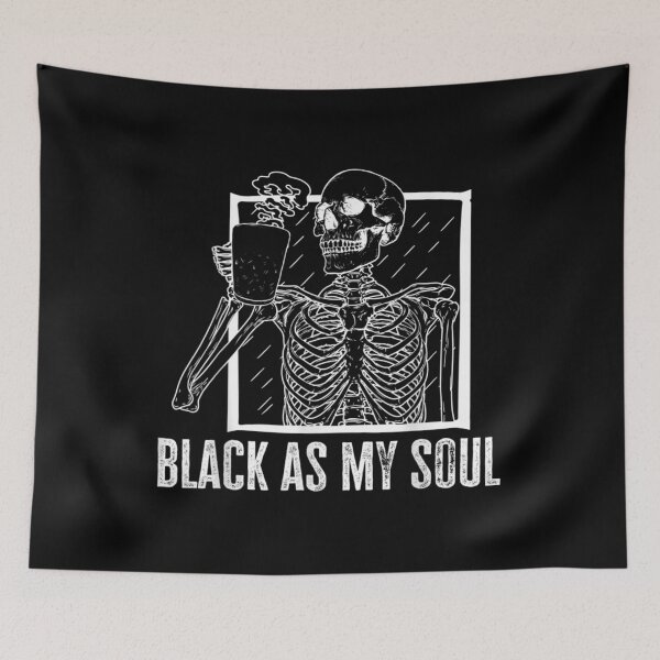Item preview, Black As My Soul Skeleton Drinking Coffee Halloween designed and sold by idabry.