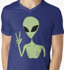 Camiseta para hombre de cuello en v paz alien