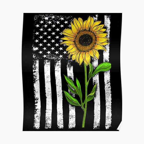 Sunflower American Flag Patriotic 4th Of July Poster By Idabry Redbubble 9828