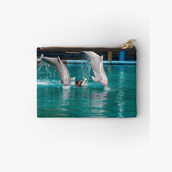 Item preview, 2 dolphins jumping over female trainer designed and sold by ashishagarwal74.