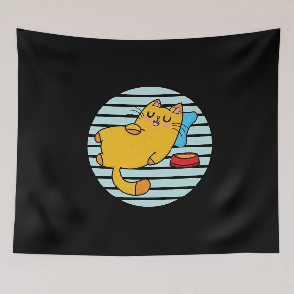 Item preview, Full Tummy Cat Nap Against Blue Moon designed and sold by PosterpartyCo.