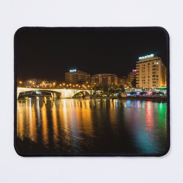 Item preview, Seville Night Magic - Triana Multicolored Reflections Shimmering in Guadalquivir River designed and sold by Georgia Mizuleva.