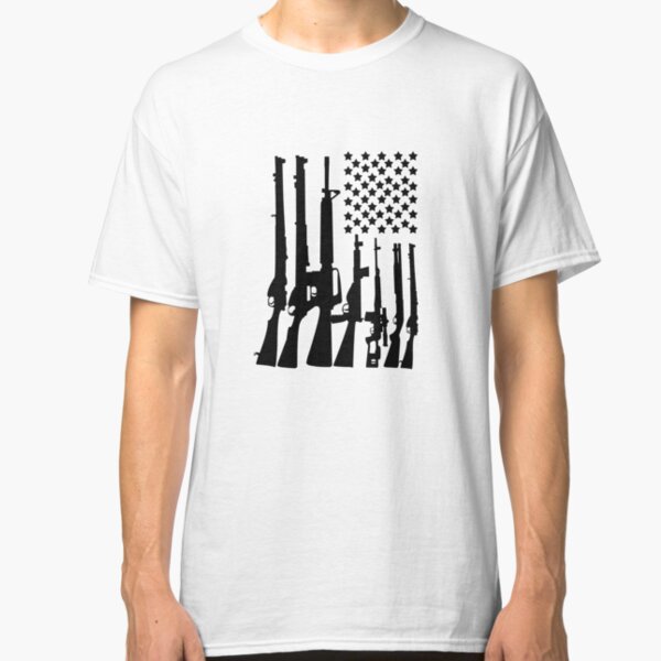 Big American Flag With Machine Guns black Classic T-Shirt