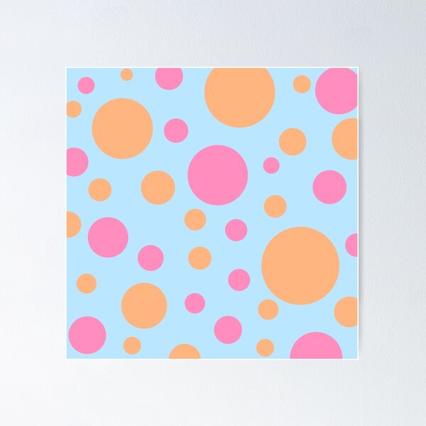 Item preview, Patrón de lunares naranja y rosa con fondo azul designed and sold by A.X. Bates.