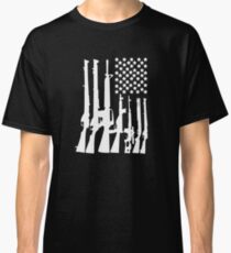 Big American Flag With Machine Guns white Classic T-Shirt