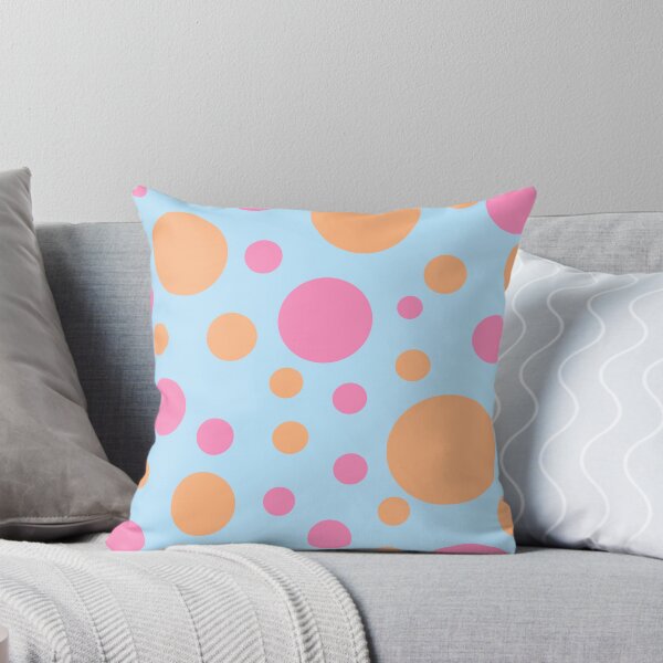 Aperçu de l'œuvre Motif à pois orange et rose avec un fond bleu créée et vendue par A.X. Bates.