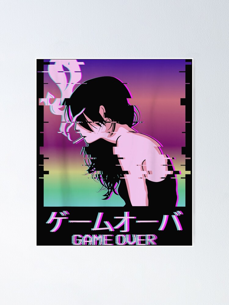 Aesthetic Glitch Sad Anime Girl / Boy Game Over' Men's T-Shirt