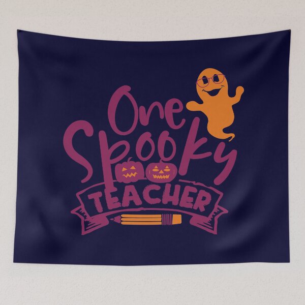 Item preview, FUNNY HALLOWEEN ONE SPOOKY TEACHER SMILING GHOST IN GLASSES designed and sold by zenturtlemerch.