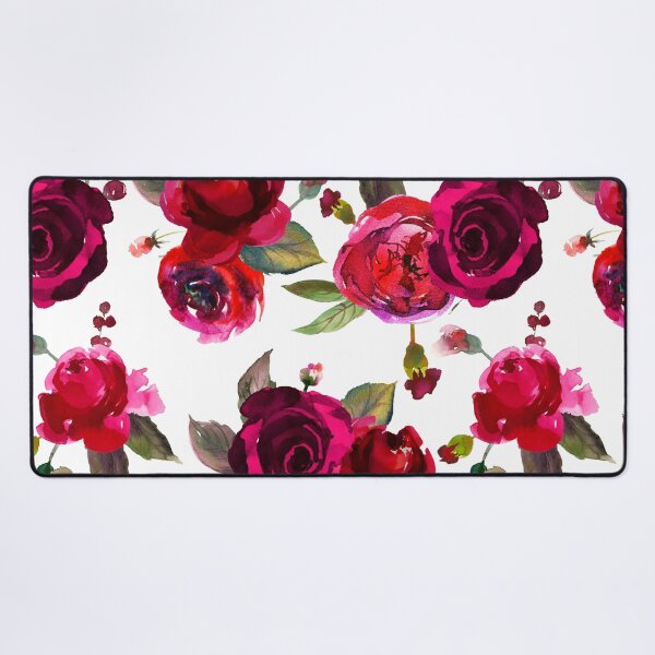 Item preview, Dark Red Watercolor Winter Roses Pattern Botanical Night Garden Nightgarden designed and sold by UtArt.