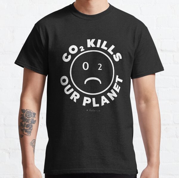CO2 Kills our Planet (all white) - Smiley, Xelen.net Classic T-Shirt
