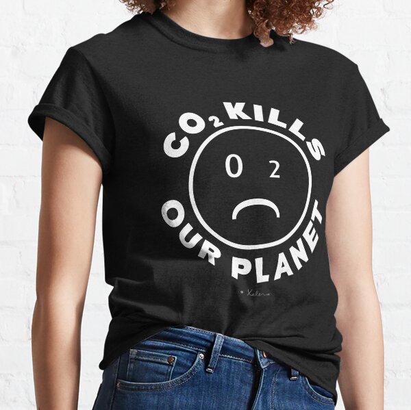 CO2 Kills our Planet (all white) - Smiley, Xelen.net Classic T-Shirt