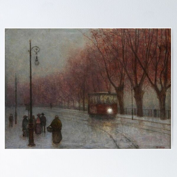 Item preview, Jakub Schikaneder  1855-1924   River Bank with Tram designed and sold by Art  Outlaws.
