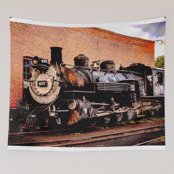 Item preview, Old Engine #497 at Chama, New Mexico Narrow Gauge Rail yard designed and sold by William E Lopez.