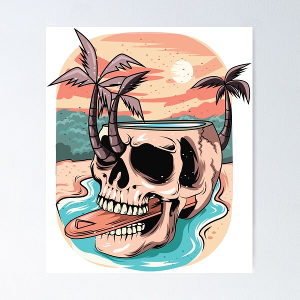 Item preview, Skull surfer in paradise designed and sold by PawnStorm.