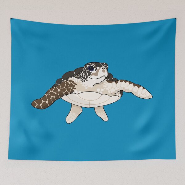 Item preview, Cute Hawaiian Turtle - blue background designed and sold by Jazznote.