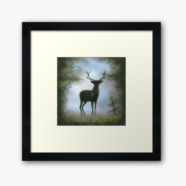 Deer in the twilight, HG Beige Framed Art Print