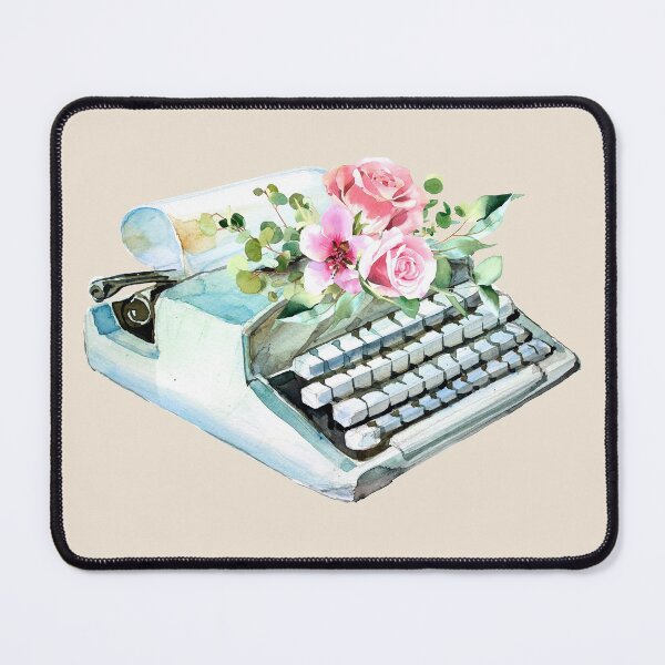 Item preview, Vintage Floral Light Blue Colored Typewriter designed and sold by Alicia Chee.