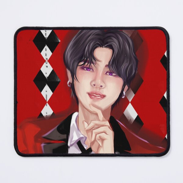 Item preview, BTS Jimin Kagegurui fanart edit wallpaper postcard poster kpop merch gambling red suit black hair designed and sold by Krystal Li.