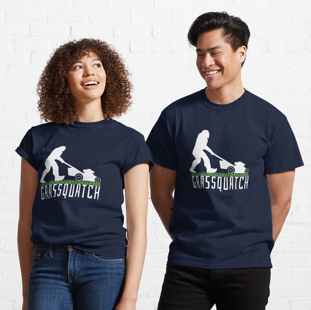 Sasquatch Lawn Mowing Grassquatch Funny Bigfoot Design Essential T-Shirt  for Sale by Silly Dad Shirts