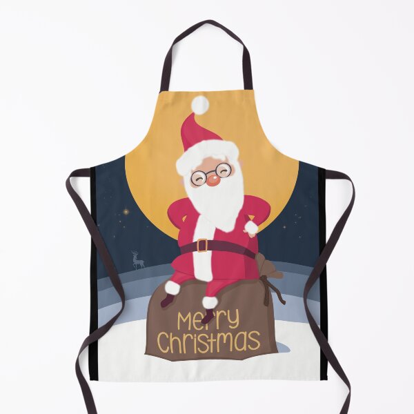 Item preview, Happy Santa sitting on the Christmas gifts in the winter night. Merry Christmas. designed and sold by marina63.