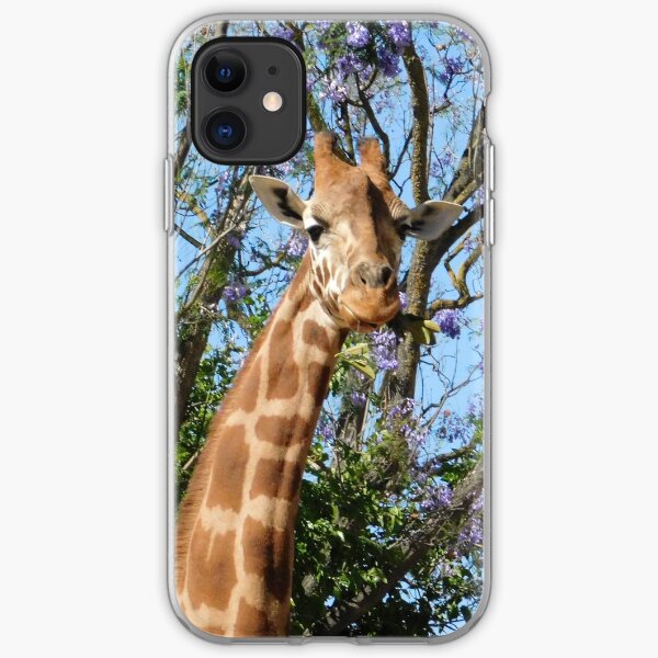 Giraffe and jacaranda iPhone Soft Case