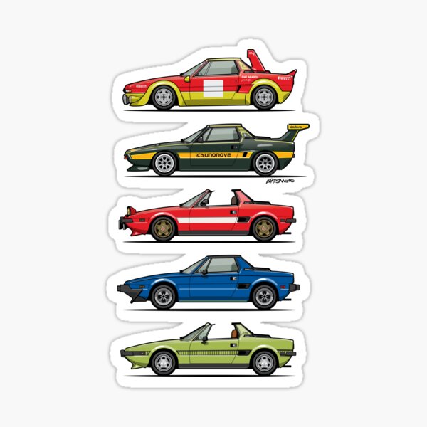 Stack of FlAT X1/9 Mid Engine Sport Cars Sticker