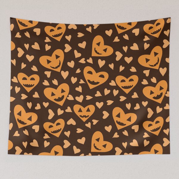 Item preview, Halloween Pumpkin face in heart shapes pattern  designed and sold by Yasminepatterns .