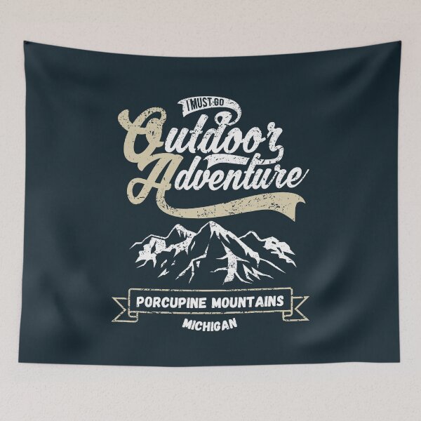 Item preview, Porcupine Mountains in Michigan, United States - Vintage Mountain Outdoor Adventure Logo designed and sold by Vintage-TM.