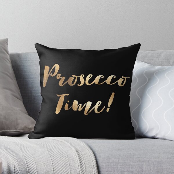Prosecco Time! - Black Throw Pillow